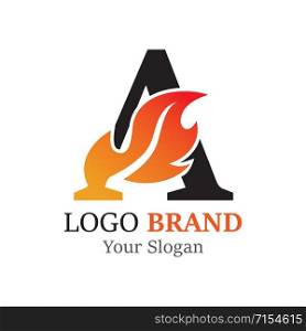 A Letter logo fire creative concept template design