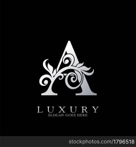 A Letter Logo Monogram Luxury Initial Logo vector template design silver.