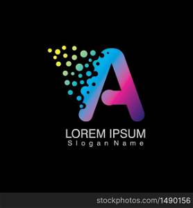 A Letter Logo with dots gradient design. company Alphabet vector template