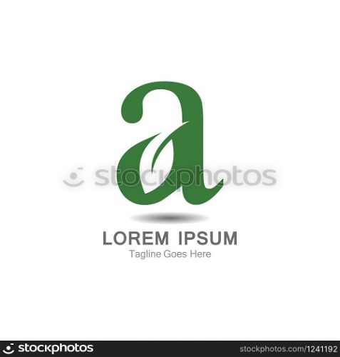 A Letter logo with leaf concept template design