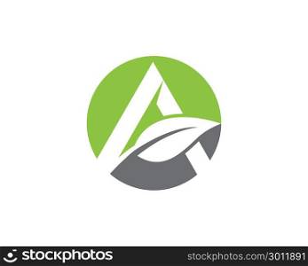 A Letter Logos of green Tree leaf ecology nature element vector
