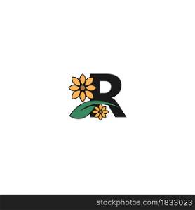 a letter with flowers icon logo design vector template