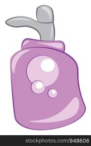 A liquid soap in a purple bottle, vector, color drawing or illustration.
