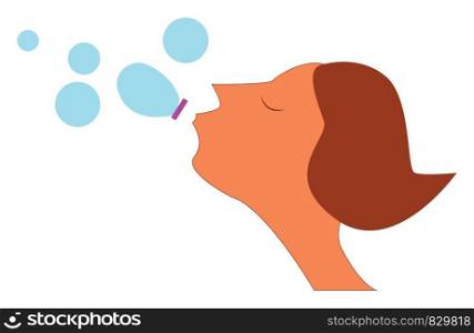 A little with soap bubble vector or color illustration