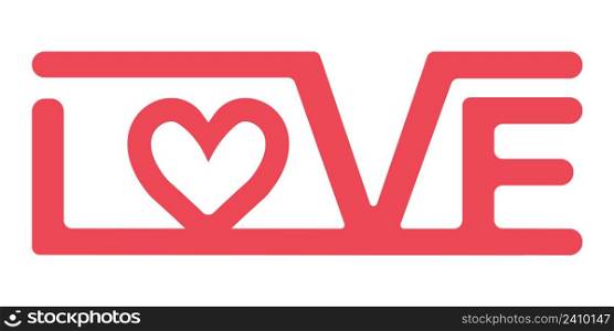 A logo is a sign of love, lettering, vector red love symbol with a heart, Valentine
