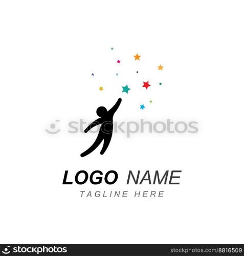 A logo to reach the stars or a logo to reach a dream or goal. Logo using vector design concept.