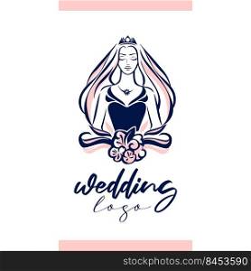 A logo with a beautiful bride for a wedding company. vector. A logo with a beautiful bride for a wedding company.