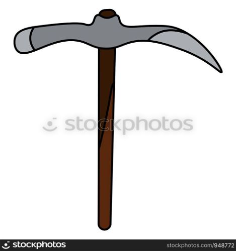 A long big axe which is very sharp, vector, color drawing or illustration.