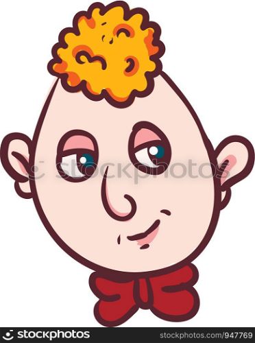 A long faced little boy wearing a red neck bow vector color drawing or illustration