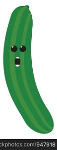 A long green cucumber which is very fresh , vector, color drawing or illustration.