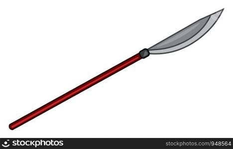 A long Japanese spear, vector, color drawing or illustration.