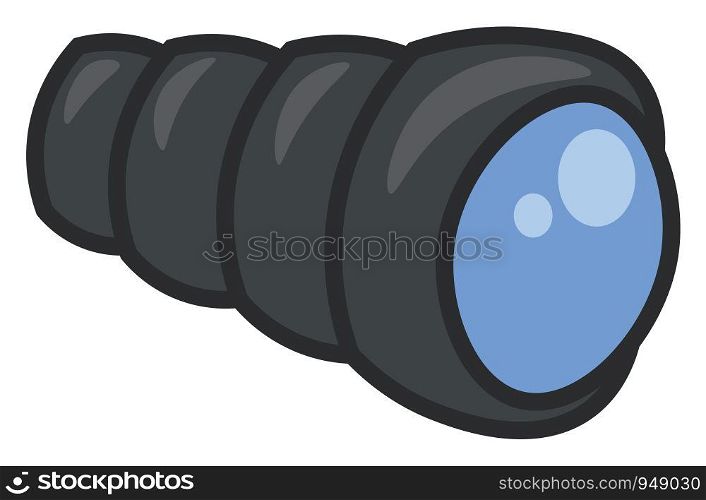 A long telescope with blue lenses, vector, color drawing or illustration.