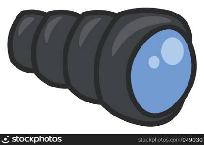 A long telescope with blue lenses, vector, color drawing or illustration.