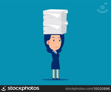 A lot of documents. Workload concept. Cute business cartoon vector style.