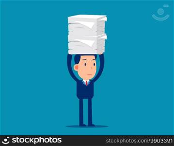 A lot of documents. Workload concept. Cute business cartoon vector style.