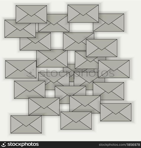 A lot of grey envelopes icon. Email message symbol. Communication idea. Computer sign. Vector illustration. Stock image. EPS 10.. A lot of grey envelopes icon. Email message symbol. Communication idea. Computer sign. Vector illustration. Stock image.