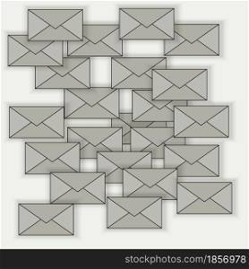 A lot of grey envelopes icon. Email message symbol. Communication idea. Computer sign. Vector illustration. Stock image. EPS 10.. A lot of grey envelopes icon. Email message symbol. Communication idea. Computer sign. Vector illustration. Stock image.