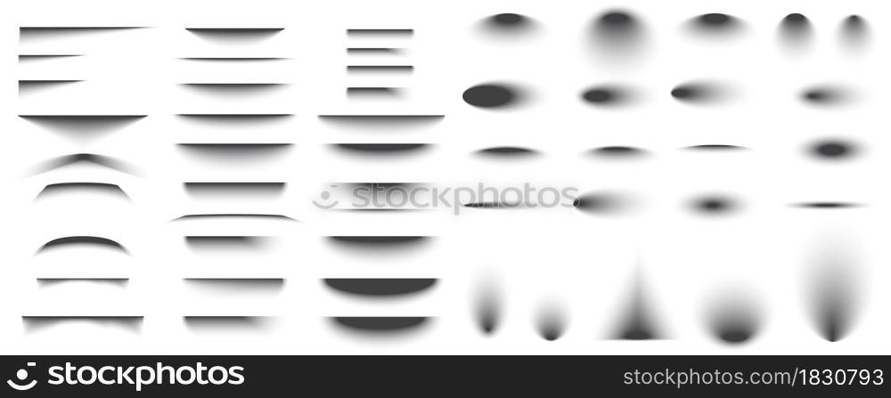 A lot of set of realistic transparent shadow effects. Grey geometric figures. Line art. Vector illustration. Stock image. EPS 10.. A lot of set of realistic transparent shadow effects. Grey geometric figures. Line art. Vector illustration. Stock image.