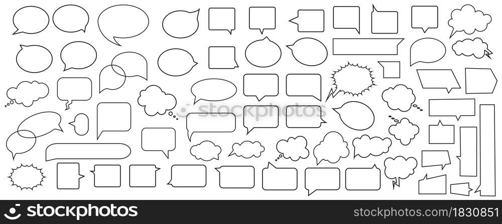 A lot of simple black speech bubbles icon set. Chat emblem. Message symbol. Simple art. Vector illustration. Stock image. EPS 10.. A lot of simple black speech bubbles icon set. Chat emblem. Message symbol. Simple art. Vector illustration. Stock image.