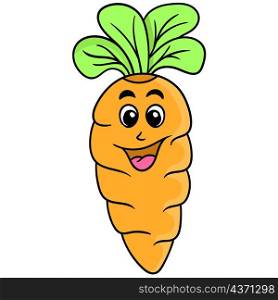 a lush vegetable carrot with a happy smiling face