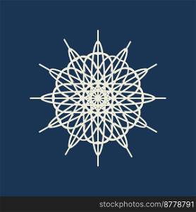 A luxurious snowflake in the shape of lace. Modern vector design snowflakes on a dark blue background. It can be used for banners, posters.. snowflake lace pattern on dark blue background