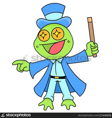 a magician frog in action magic