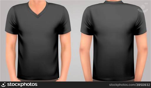 A male body with a black shirt on. Vector.