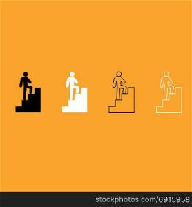 A man climbing stairs icon .