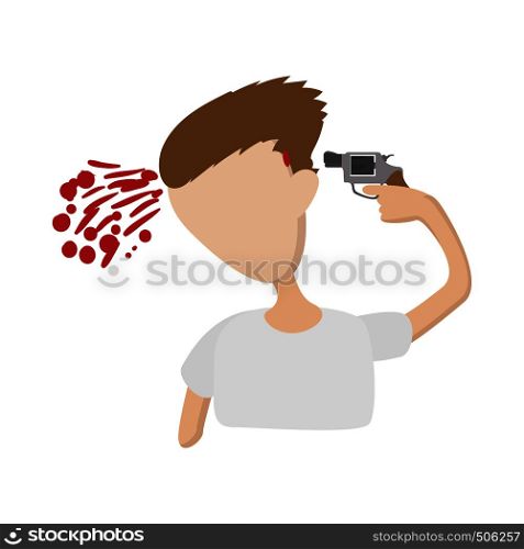A man commits suicide icon in cartoon style on a white background. A man commits suicide icon, cartoon style