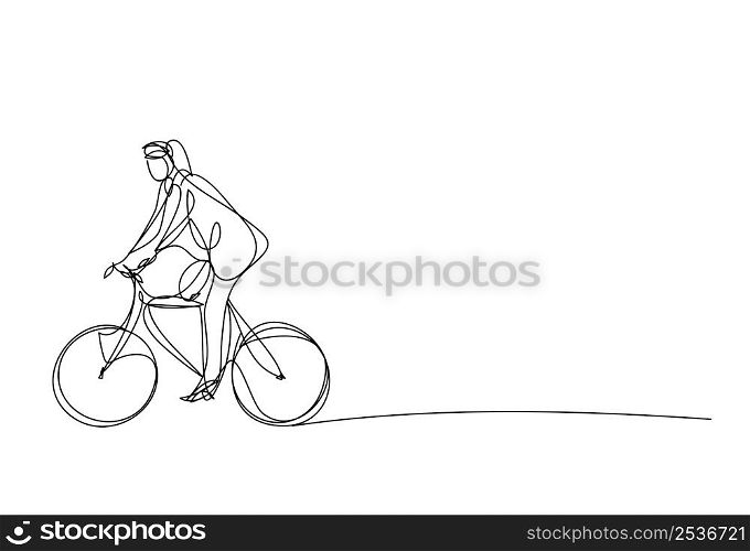 a man cycling on a white background , continuous line drawing, vector design