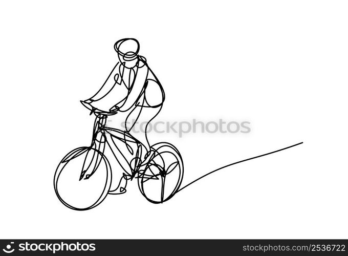 a man cycling on a white background , continuous line drawing, vector design