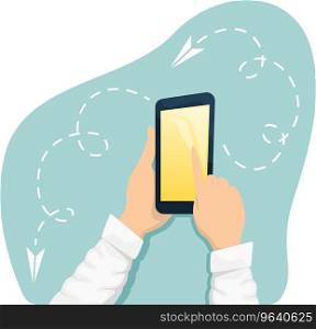 A man holding smartphone modern gadgets Royalty Free Vector