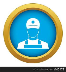 A man in a cap and uniform icon blue vector isolated on white background for any design. A man in a cap and uniform icon blue vector isolated