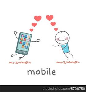 a man in love with mobile