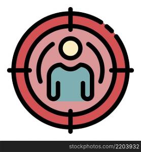 A man in target circle icon. Outline a man in target circle vector icon color flat isolated. A man in target circle icon color outline vector