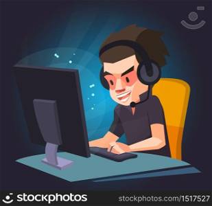 A man play the computer game,Gamer, Vector illustration.
