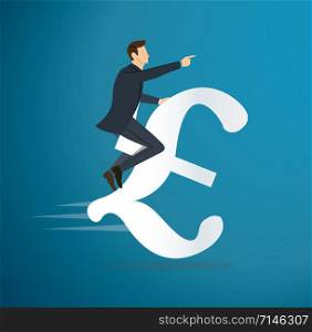 a man riding Euro icon vector. business concept illustration. way to success