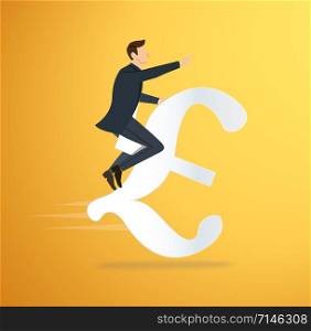 a man riding Euro icon vector. business concept illustration. way to success