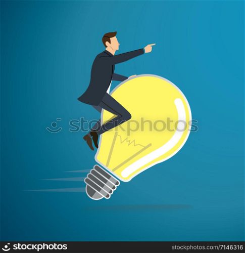 a man riding light bulb icon vector. concept of thinking. creative symbol