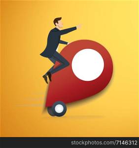a man riding pin icon vector. location icon travel symbol