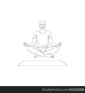 A man sits in the lotus position. Yoga.