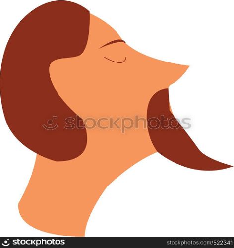 A man whose eyes are closed and has a long pointy beard vector color drawing or illustration