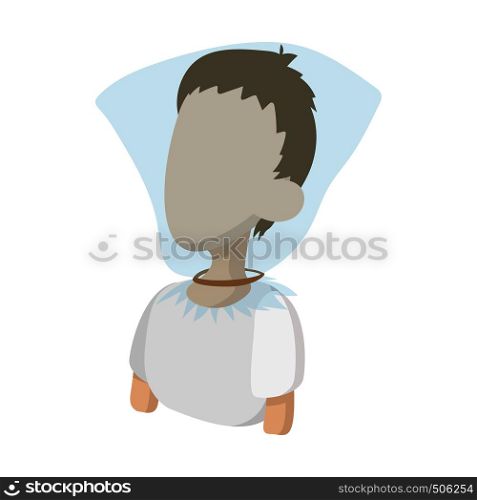 A man with a plastic bag over his head icon in cartoon style on a white background. A man with a plastic bag over his head icon
