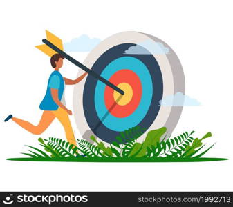 A man with an arrow is running towards his goal along a winding road, motivation is advancing, the path to achieving the goal is high, through clouds or stairs, steps of achievement, steps. A man with an arrow is running towards his goal along a winding road, motivation is advancing, the path to achieving the goal is high