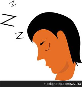 A man with black hair whose eyes are closed implying that he is asleep vector color drawing or illustration
