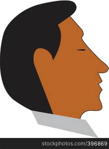 A man with brown skin tone whose eyes are closed vector color drawing or illustration