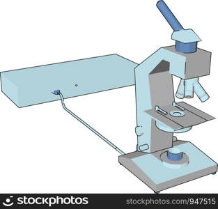 A microscope commonly used in schools college for study and research purposes having lenses to magnify vector color drawing or illustration