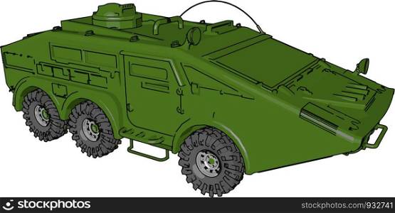 A military armored car is light weight wheeled armored fighting vehicle vector color drawing or illustration