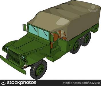 A Military truck is a vehicle designed to transport troops fuel weapons and military supplies to the battlefield vector color drawing or illustration