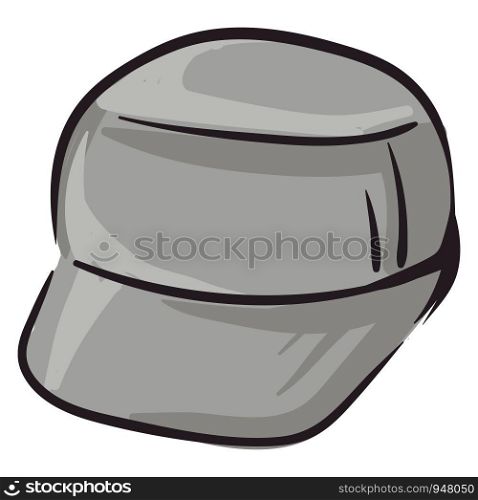 A modern stylish cap in grey colour which is plain , vector, color drawing or illustration.